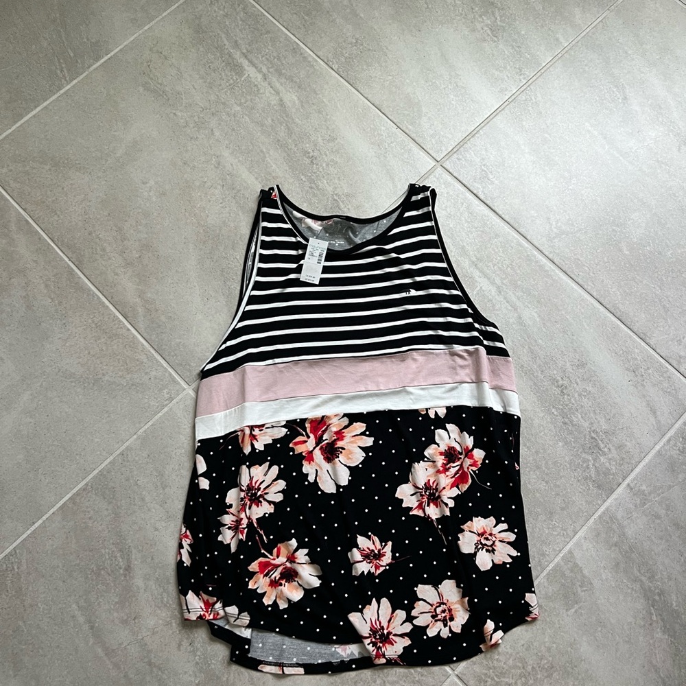 Floral and Striped Women's Tank Top